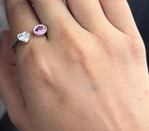 Anillo Toi-et-Moi de Oro Blanco de 14 Quilates con Esmeralda y Diamante Cultivados en Laboratorio, Joyería Fina Certificada - Product Image 2