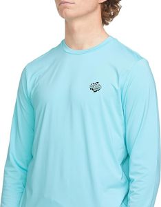 Maillot de bain anti-UV à manches longues pour homme, bleu clair, 100 % polyester, avec logo imprimé sur le devant - Product Image 3