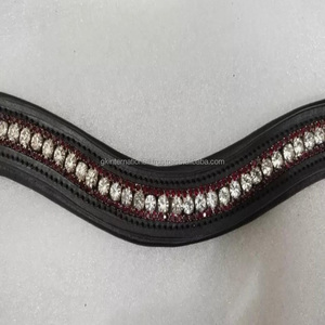 Nueva llegada banda de ceja de caballo de cuero acolchado en forma de onda decorada con 3 filas de cristales multicolores diamante Bling cadena todos los tamaños - Product Image 6