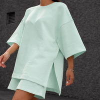 Ensemble Robe T-shirt Oversize en Spandex et Coton Poly pour Femme, 220g, Qualité Premium, Écologique, Coupe Classique, Tenue d'été Décontractée