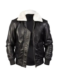 Men’s Brockton G-1 <b>Bomber</b> Leather <b>Jacket</b> Genuine Leather Fur Collar <b>Vintage</b> Aviator <b>Jacket</b> - Product Image 1