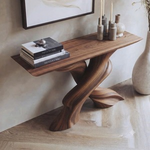 Handmade Natural Solid Wood <b>Table</b> Modern Home Living Room Entrance <b>Table</b> Curved Solid Wood <b>Console</b> <b>Table</b> - Product Image 3