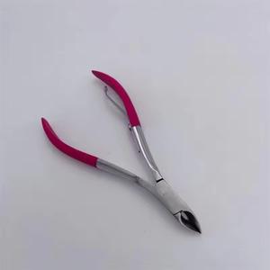Coupe-ongles en acier inoxydable, lame plate et pointue, durable, pour les doigts, usage adulte, style simple, poignée rose - Product Image 2