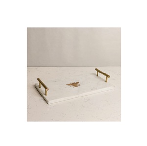 Marble Tray With Brass Handle Home Restaurant <b>Coffee</b> <b>Table</b> Top Fruits Storage Serving Tray Customized Logo - Product Image 4