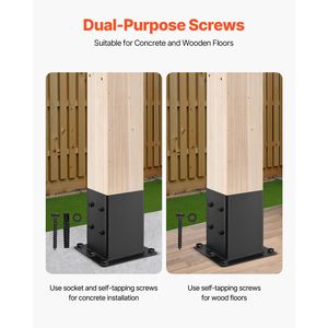 Pali per Pavimentazione in Acciaio al Carbonio 6x6 Resistenti, Staffe per Pali 4x5.6x5.6 Pollici, Staffe per Pali in Legno 142x142 mm, 4 Pezzi, Misura Interna in Acciaio al Carbonio - Product Image 3