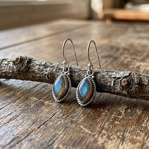 Pendientes Colgantes de Labradorita Azul Fuego en Plata de Ley 925, Chapados en Oro Rosa y Oro Amarillo, Joyería Boho Hecha a Mano para Mujer - Product Image 6