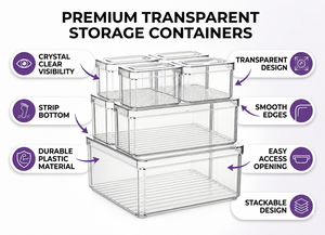 Transparent Storage <b>Container</b> Set with Lids | Stackable Kitchen Fridge Pantry Office Organizer | 450ML-4000ML - Product Image 3