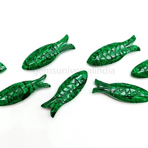 Pendentif en malachite sculpté à la main en forme de poisson, 25 mm, pierre précieuse en malachite, prix de gros, fabrication de bijoux en vrac - Product Image 6