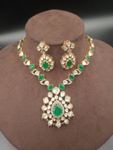 Amaira Jewels Gold Plated Silver <b>Statement</b> <b>Necklace</b> & Matching Earrings Set Women's Ethnic Engagement Jewelry - Product Image 2