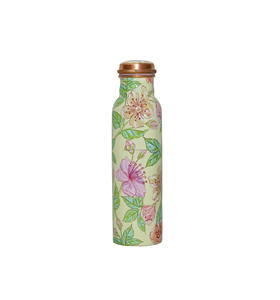 Bouteille d'eau en cuivre exquise avec un design floral imprimé en émail offrant une solution de boisson élégante pour chaque occasion - Product Image 6