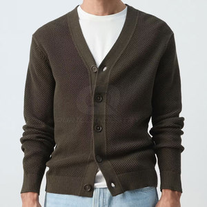 Factory Made Winter Solid Color Fine Knit Casual <b>Men</b> <b>Cardigan</b> <b>Long</b> Sleeve V Neck Button Breathable Wool Liner Comfortable Daily - Product Image 2