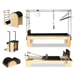 3-en-1 Core Training Studio Machine Equipment Cadillac Bed With Tower Oak Wood Pilates Reformer
