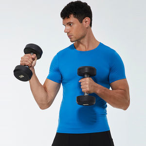 Camisetas de compresión Cool Dry para hombre, de manga corta, para entrenamiento, con diseño de logotipo, deportivas, para correr y fitness. - Product Image 6