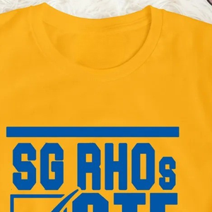เสื้อยืดกราฟิกสีเหลืองทองสำหรับผู้หญิง สีฟ้า SGRho 1922 ลายพิมพ์โหวต แขนสั้น คอกลม เสื้อยืดลำลองผ้าฝ้าย เสื้อผ้าแฟชั่น - Product Image 3