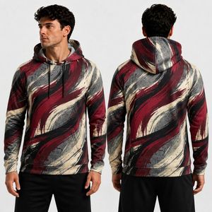 Sweat à capuche en polaire à sublimation avec motif abstrait rouge, en polyester premium, anti-humidité, épais, imprimé sur mesure - Product Image 4