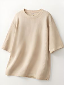 OEM Custom 240 GSM Cotton <b>Waffle</b> TShirt Oversized Drop Shoulder Streetwear Tee Wholesale Export Quality - Product Image 3