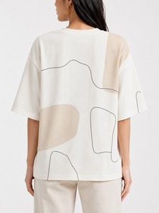 T-shirts amples respirants pour femmes en polyester/coton tricoté, coupe décontractée, logo personnalisé imprimé, séchage rapide, vente en gros - Product Image 2
