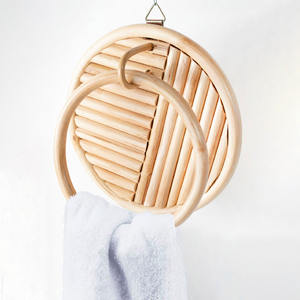 <b>Cheap</b> Price Round Wall Mounted Bathroom Decor Accessories Hand Towel Rack Shelf Sets Rattan Holder Rack for Towels - Product Image 4