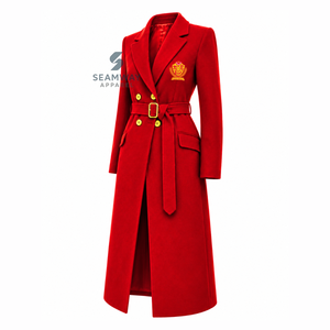 Manteau Trench Long Ceinturé Croisé pour Femme NSPDK Sorority, Col Cranté, Manches Longues, Coupe Ajustée, Vêtement d'extérieur Formel - Product Image 2