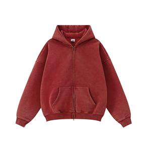 Sudadera con Capucha y Cremallera Extra Grande para Hombre, de Algodón Marrón, Felpa Ecológica, Estilo Urbano Informal, con Bolsillos, Corte Regular, para Invierno, 360g - Product Image 6