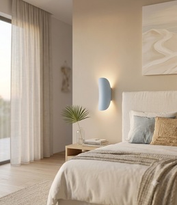 Lumetal Minimalist Blue Black Acrylic Dome Shade T3434 <b>LED</b> Wall-mounted <b>Light</b> <b>for</b> Living <b>Room</b> 3000K Warm White - Product Image 2