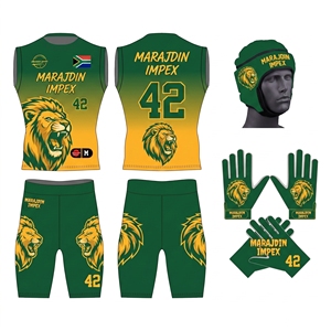 Ensemble d'uniformes de football américain sublimés sur mesure : maillot, short, gants, casque – Tenue de sport d'équipe en polyester respirant - Product Image 3