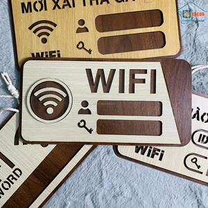 Letrero de Contraseña WiFi de Madera, Rectangular, Decoración Rústica para el Hogar, Placa de Pared con Ranuras para Iconos - Product Image 4