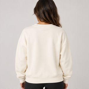Women's Ivory Polka Letter Varsity <b>Crewneck</b> Sweatshirt Long Sleeve Custom Logo - Product Image 2