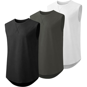 Lot de 3 débardeurs pour hommes 100 % polyester à imprimé animalier numérique, col rond, respirants, style urbain, pour la gym et l'entraînement - Product Image 1