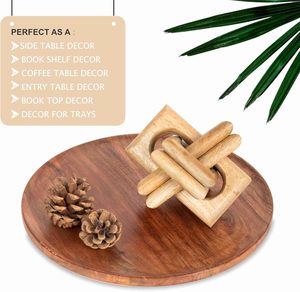 Cadena de Eslabones de Madera, Objeto Decorativo para Mesa de Centro y Estante |   Escultura de Nudos de Madera de Mango Hecha a Mano, Decoración Rústica Moderna con Forma de Arco para - Product Image 3