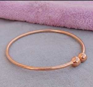 Belladec Women's Minimalist Copper Open <b>Bangle</b> <b>Bracelet</b> Double Ball Ends Elegant Classic Modern Jewelry Red Copper Plated - Product Image 3