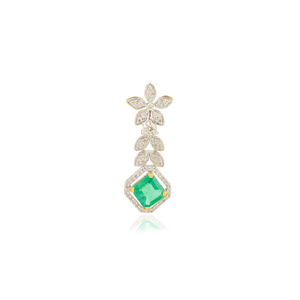 14K <b>Solid</b> White <b>Gold</b> Designer Cross <b>Pendant</b> with Diamond and Pearl - Product Image 2