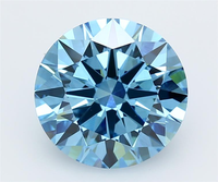 Magnífico Diamante de 1 Quilate, Color Azul, Corte Brillante Redondo, Diamante Suelto de Color Fantasía Raro para Diseño de Joyería de Alta Gama Personalizada