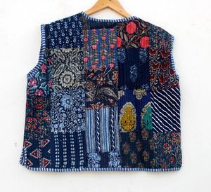 Nouveauté veste matelassée Kantha en coton faite à la main vestes de travail avec écusson manteaux veste matelassée Boho pour femmes - Product Image 3