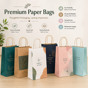 Bolsa de Papel Kraft Biodegradable y Ecológica con Logotipo Personalizado, Resistente a la Grasa, con Asa y Base Plana, Pequeña, para Pizza y Palomitas - Product Image 4