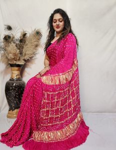 Traditional Indian Women's Cotton <b>Saree</b> <b>Red</b> With Embroidered Pattern Floor-Length Loose Fit For Wedding All Seasons - Product Image 3
