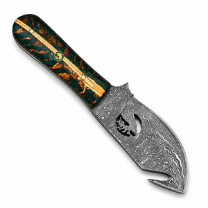Couteau de chasse artisanal en acier Damas de 10 pouces de qualité industrielle avec manche en bois de résine et étui en cuir ODM - Product Image 5