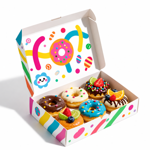 Caja de Cartón Personalizada para Empacar Donuts, Pasteles, Bizcochos, Postres, Bollos, Pan y Repostería, con Impresión de Logotipo - Product Image 3