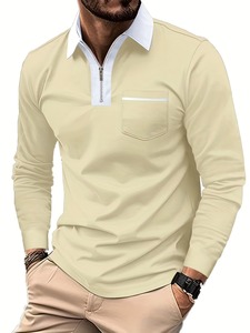Full Sleeves Men's Polo <b>Shirts</b> Custom Contrast Turndown Collar New Breathable Quick Dry Print <b>Gothic</b> Chest Pocket Casual Knitted - Product Image 4