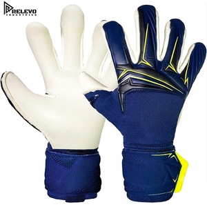 Gants de gardien de but Stealth Navy en gros, paume en latex Elite Contact avec accents laser néon et fermeture robuste avec verrouillage au poignet - Product Image 1