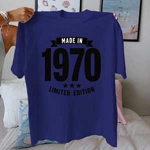 Camiseta de Mujer de Algodón Puro Edición Limitada 1970, Corte Regular, Estilo Casual, Estampado, 100% Algodón de Punto, Cuello Redondo, Manga Corta - Product Image 1