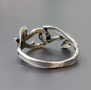Bague bohème en argent sterling 925, design inspiré des plantes, faite à la main, bijoux unisexes à porter au quotidien - Product Image 3