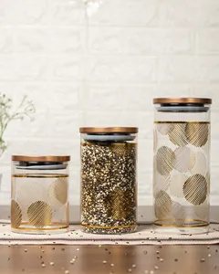 Borosilicate Glass Food Storage <b>Jar</b> Acacia Lid Airtight Round Container for <b>Spices</b> Sugar Cookies Candy Kitchen - Product Image 3