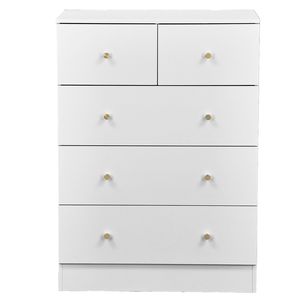 Mueble con 3+2 Cajones y Tiradores Dorados Mate, Tablero de Partículas Blanco con Acabado de Melamina Texturizada, 66*40*91cm - Product Image 3