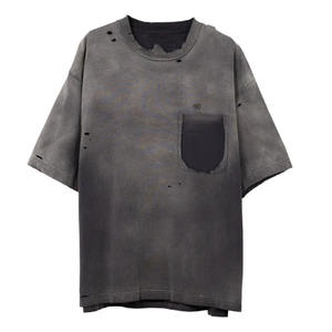 Camiseta Ringer Extra Grande de Punto Grueso con Logotipo Estampado, 100% Algodón Ecológico Anti-UV para Hombre - Product Image 1