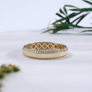 Luxury Diamond Accent Eternity Wedding Band <b>Ring</b> in Gold Minimalist Stackable Fine Jewelry for <b>Men</b> - Product Image 2