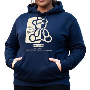 Sweat-shirt à capuche bleu marine avec motifs imprimés personnalisés, unisexe, coupe classique, logo sur le devant, vêtement décontracté en molleton pour l'hiver - Product Image 1