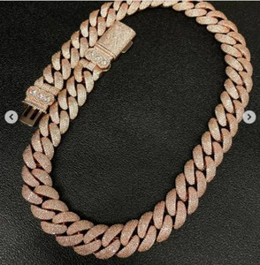 Cadena Hip Hop con Moissanita Redonda de Corte Brillante Iced Out, Claridad VVS, Oro Sólido de 14K, Engaste Pavé, Regalo de Compromiso para Hombre - Product Image 4