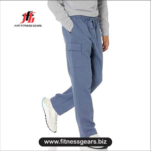Pantalon de survêtement en coton pour homme, taille élastique avec cordon de serrage, pantalon de jogging décontracté avec poches latérales, idéal pour l'automne - Product Image 1