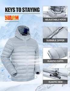 <b>Men's</b> Lightweight Packable Waterproof Winter Hooded Puffer <b>Jacket</b> with 100% <b>Down</b> <b>Fill</b> Casual Style and Storage Pouch - Product Image 4